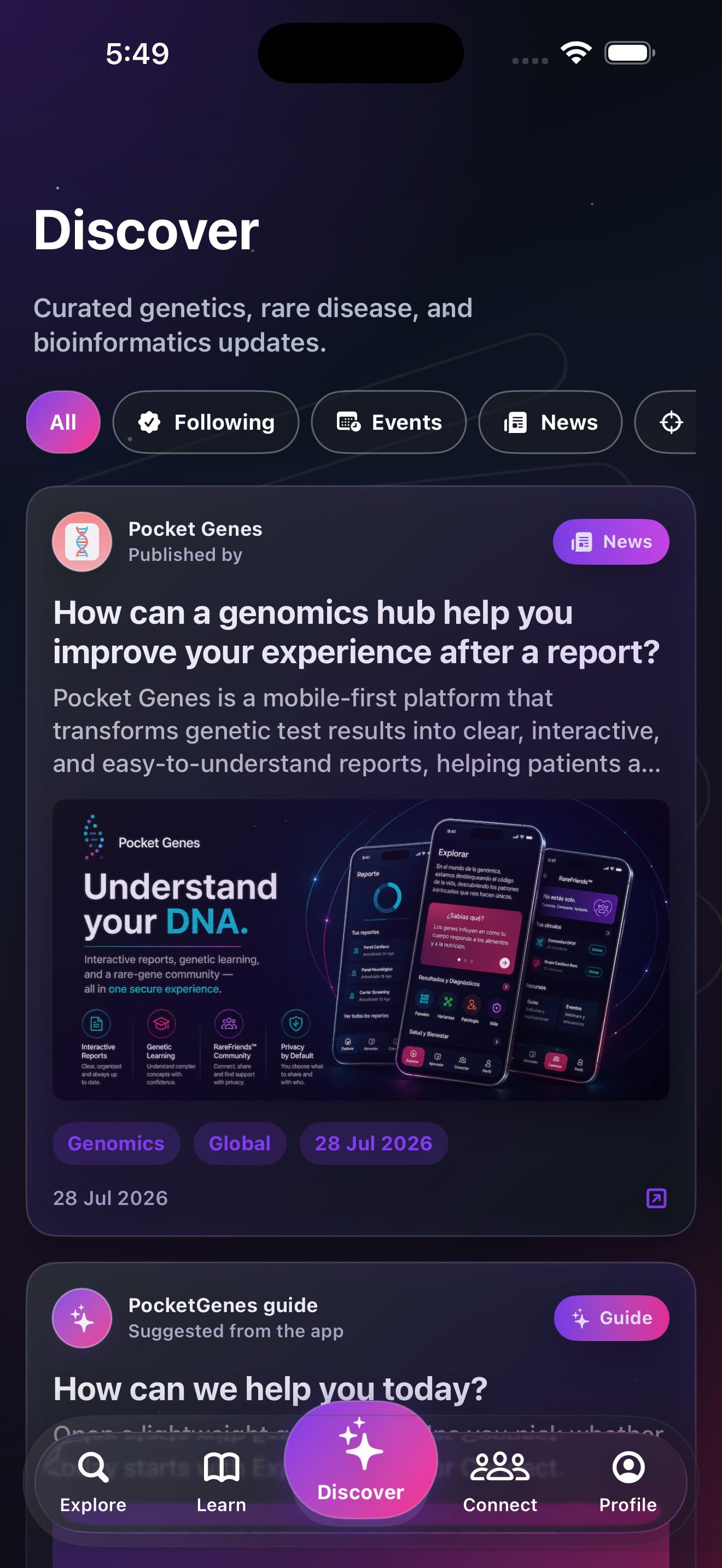 Pocket Genes Discover simulator screen